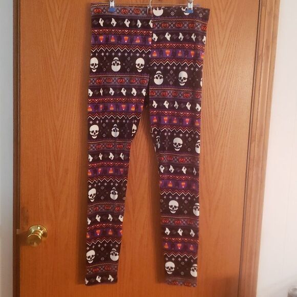 Cute Halloween Pumpkin Skull Candy Corn Buttery Soft Fleece Lounge Pants… - Picture 3 of 7